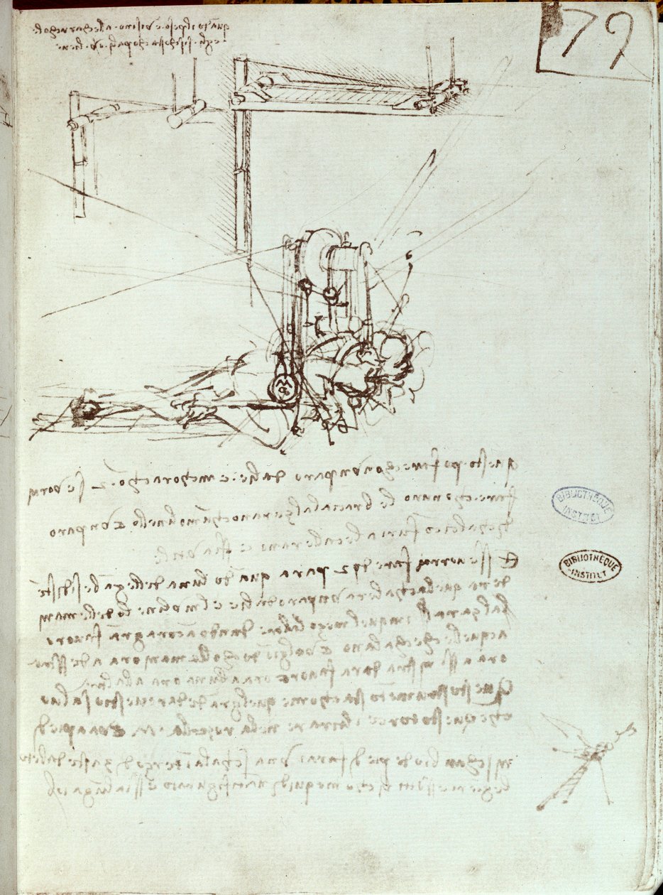 Repülőgép rajz. Leonard De Vinci kézirata (Leonardo da Vinci alkotó: Leonardo da Vinci