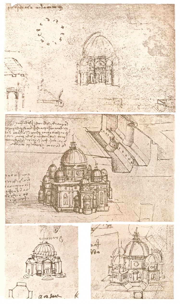 Négy rajz az egyházi építészetről, c1472-c1519 1883 alkotó: Leonardo da Vinci