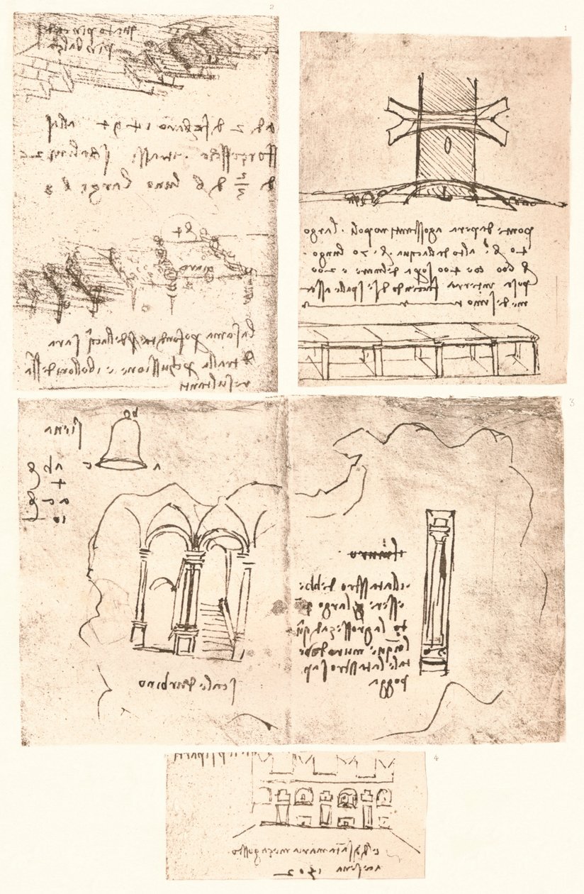 Négy topográfiai rajz, c1472-c1519 1883 alkotó: Leonardo da Vinci