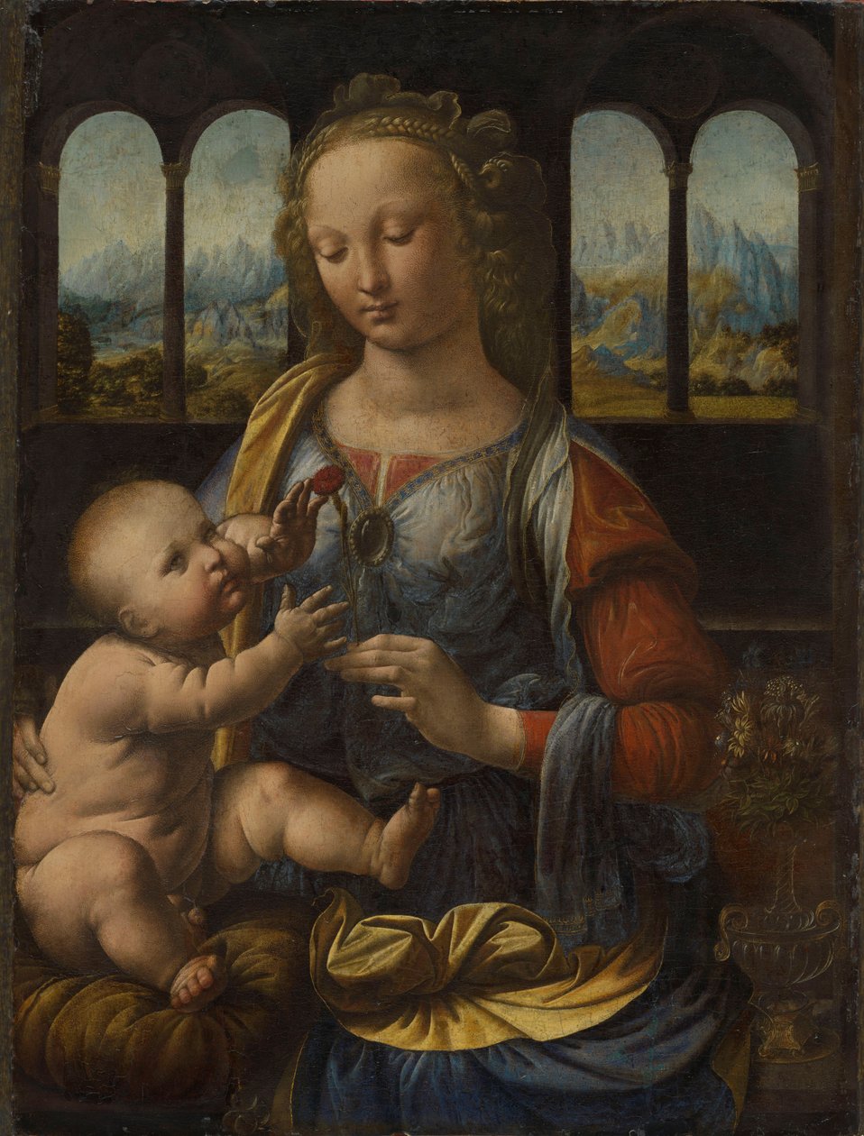 Német: Madonna mit der Nelke Madonna a szegfűszegről alkotó: Leonardo da Vinci