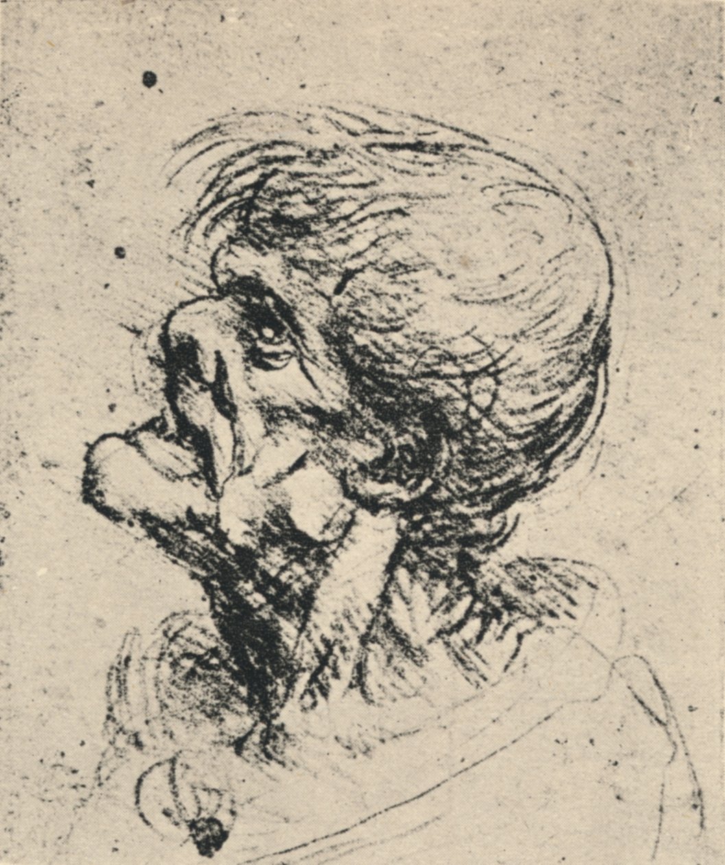 Groteszk profil balra, c1480 1945 alkotó: Leonardo da Vinci