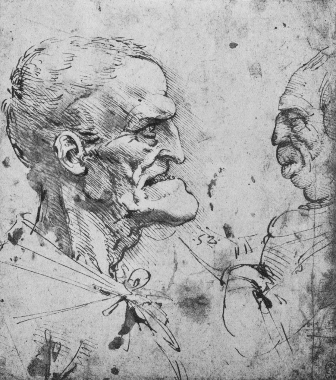 Groteszk profilok egy férfival és egy nővel szemben, c1480, 1945 alkotó: Leonardo da Vinci