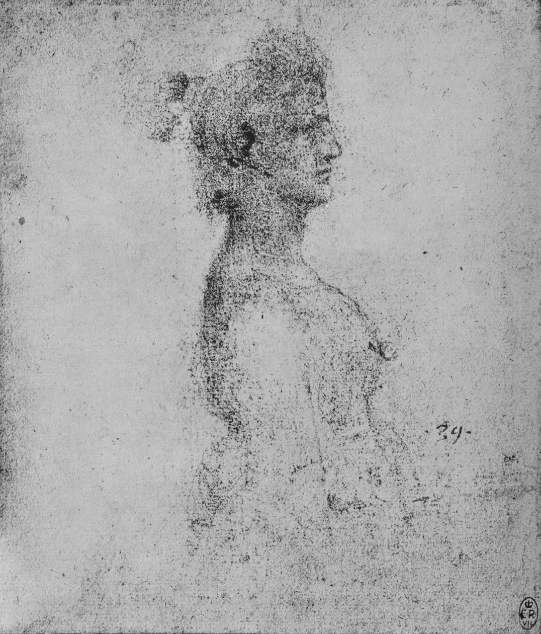 Egy fiatal nő félhosszú profilja jobbra, c1480 1945 alkotó: Leonardo da Vinci