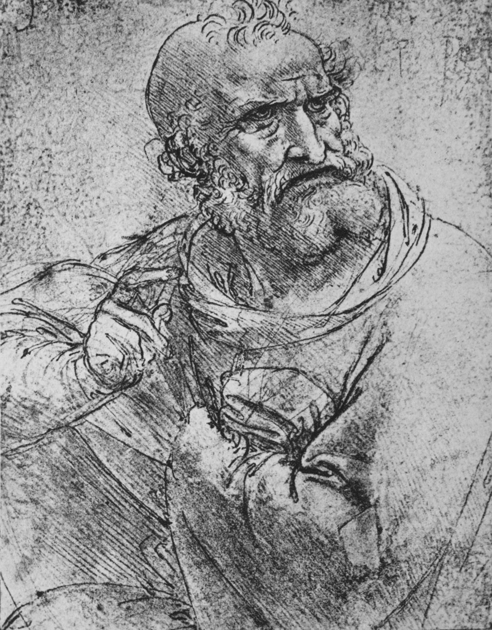 Félhosszú apostol felemelt jobbjával, c1480 1945 alkotó: Leonardo da Vinci