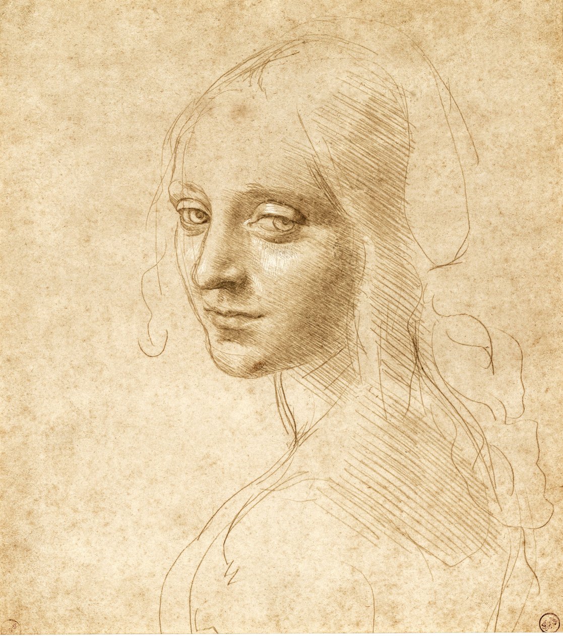 Egy lány feje és válla, c. 1490. alkotó: Leonardo da Vinci