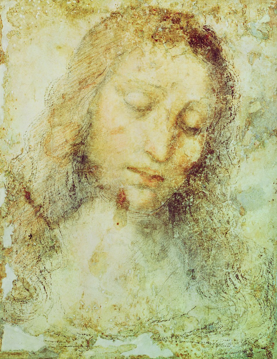 Krisztus feje (ceruza és mosás) alkotó: Leonardo da Vinci