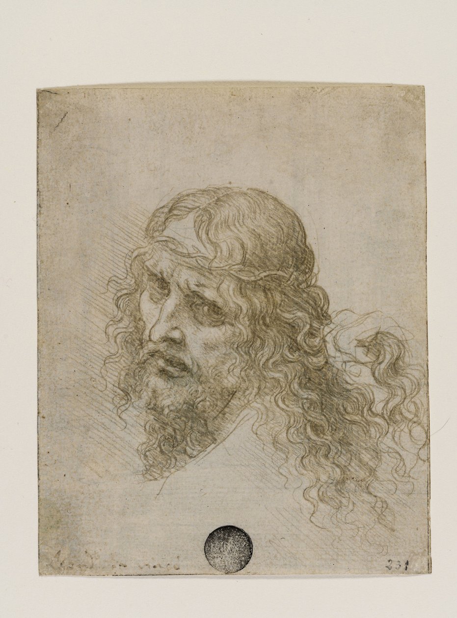 Töviskoronás Krisztus feje, c. 1500. alkotó: Leonardo da Vinci