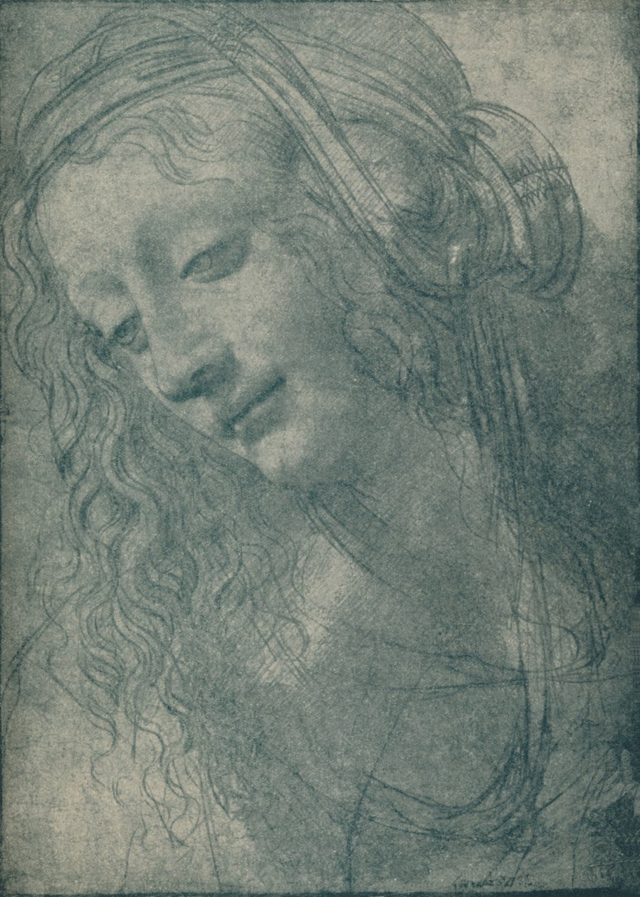 Szűz feje, XV. század, 1932 alkotó: Leonardo da Vinci