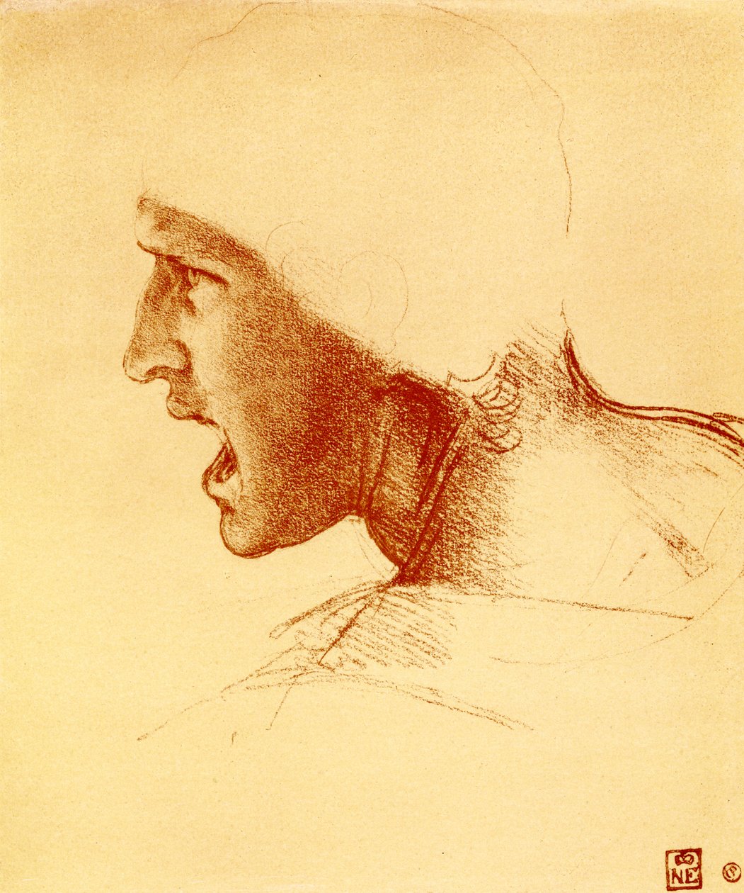 A sikoltozó és támadó harcos feje alkotó: Leonardo da Vinci