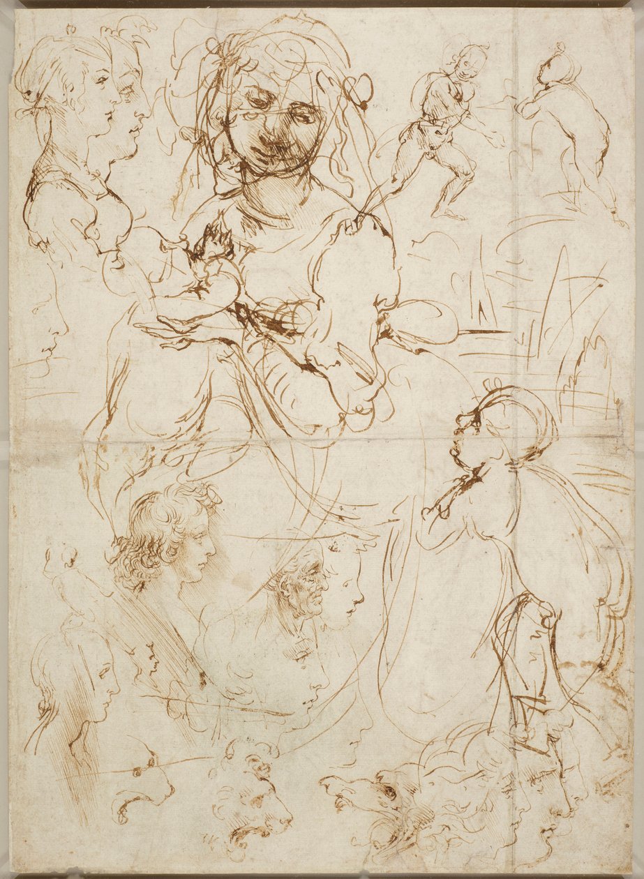Fejek és figurák, 1478 körül. alkotó: Leonardo da Vinci