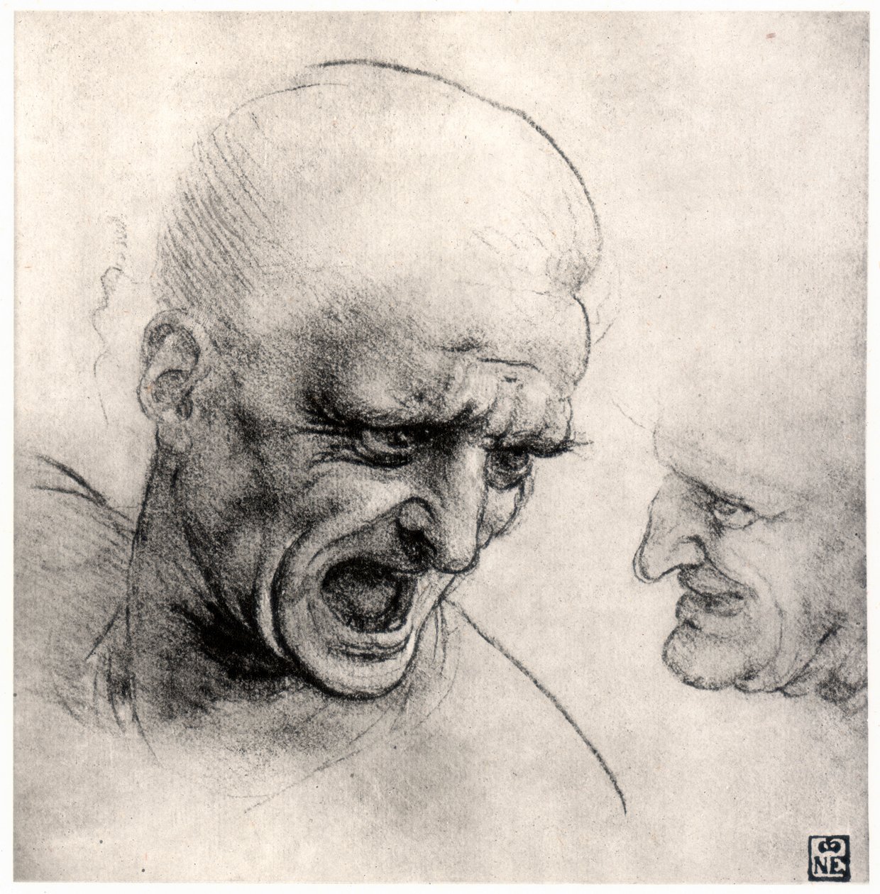 Harcosok fejei, 1503-1505 alkotó: Leonardo da Vinci
