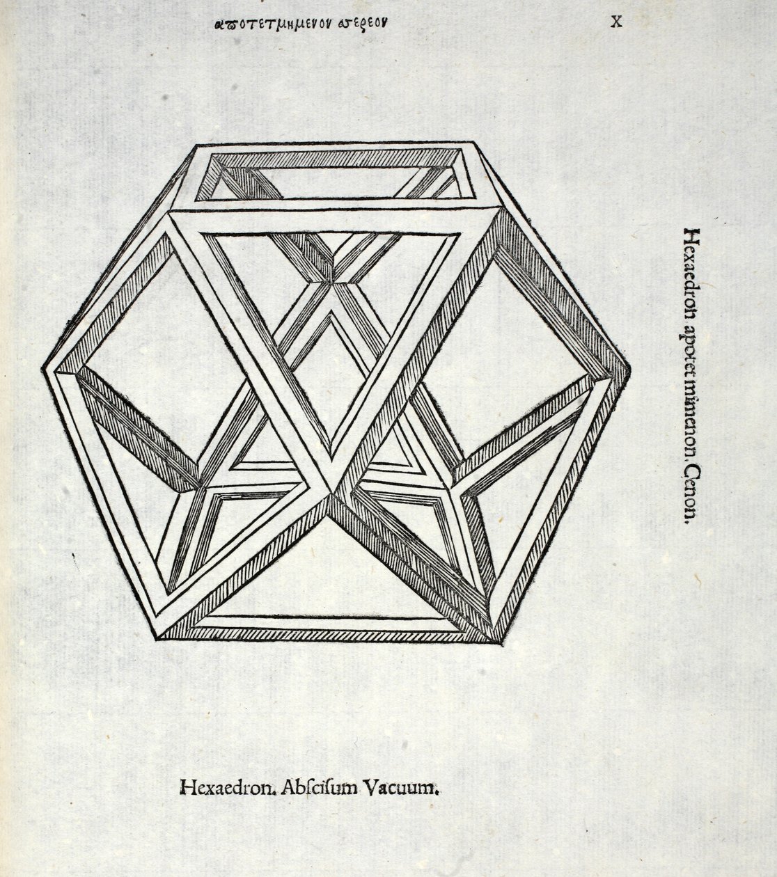 Hexaedron Abscissum Vacuum, illusztrációja Luca Pacioli (kb. 1445-1517) „Isteni arány”-ból, eredetileg pub. Velence, 1509 alkotó: Leonardo da Vinci