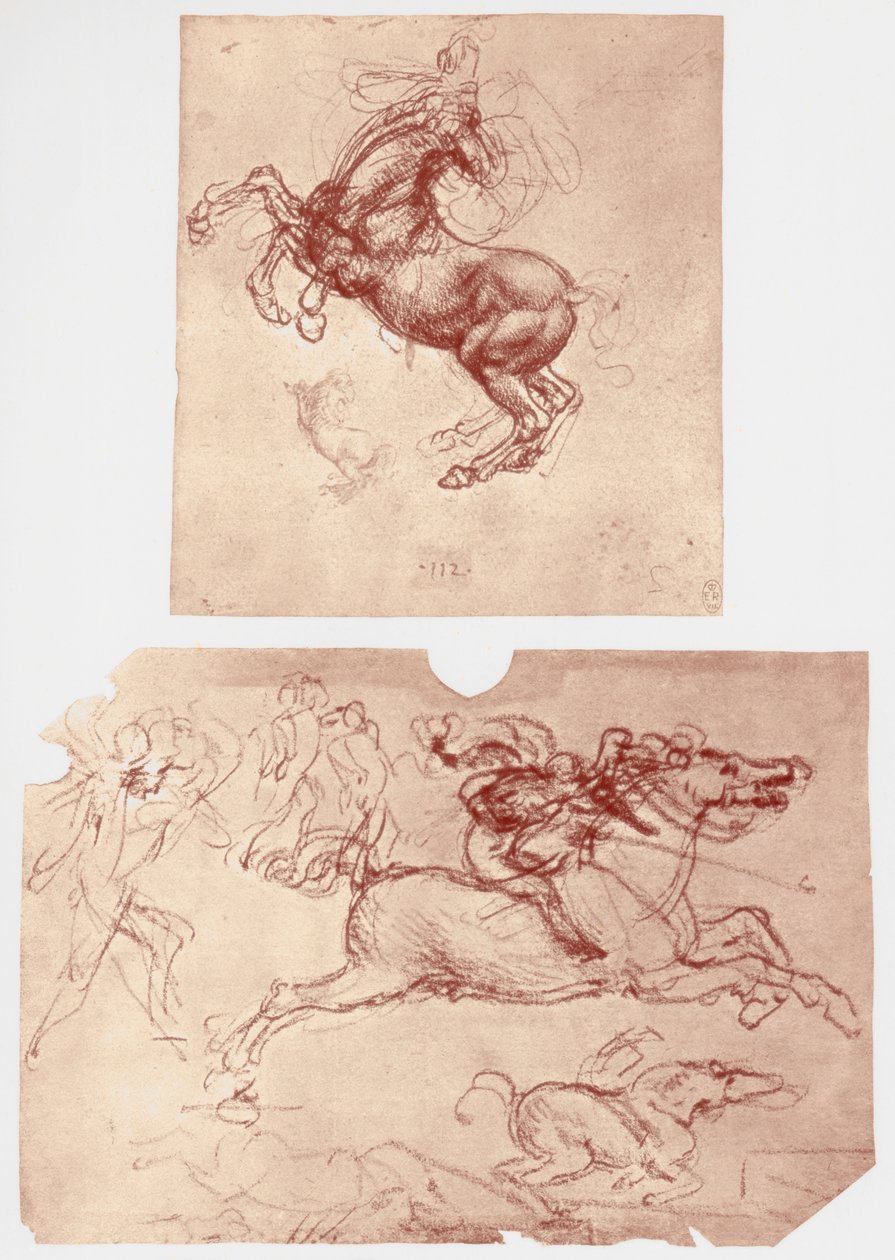 Lónevelés, lovasok és gyalogosok, c1504. alkotó: Leonardo da Vinci