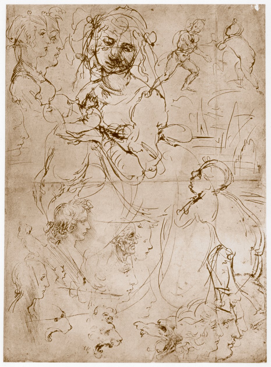 Térdelő Madonna a gyermekkel és Szent Jánossal, 1478-1480 alkotó: Leonardo da Vinci