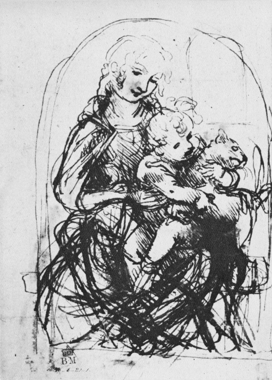 Madonna és gyermeke macskával, 1478-1481, 1945 alkotó: Leonardo da Vinci
