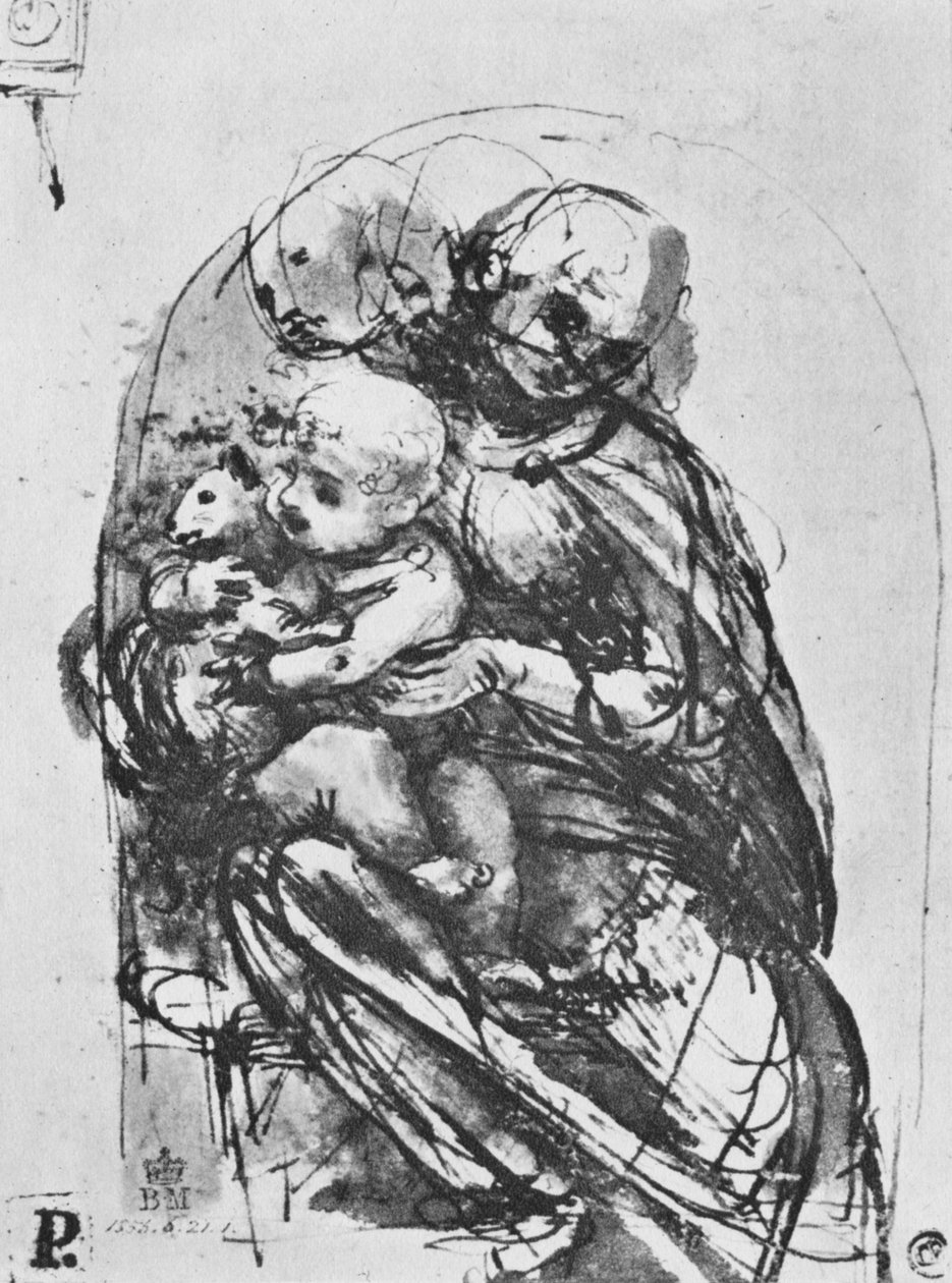 Madonna és gyermeke macskával, 1478-1481, 1945 alkotó: Leonardo da Vinci