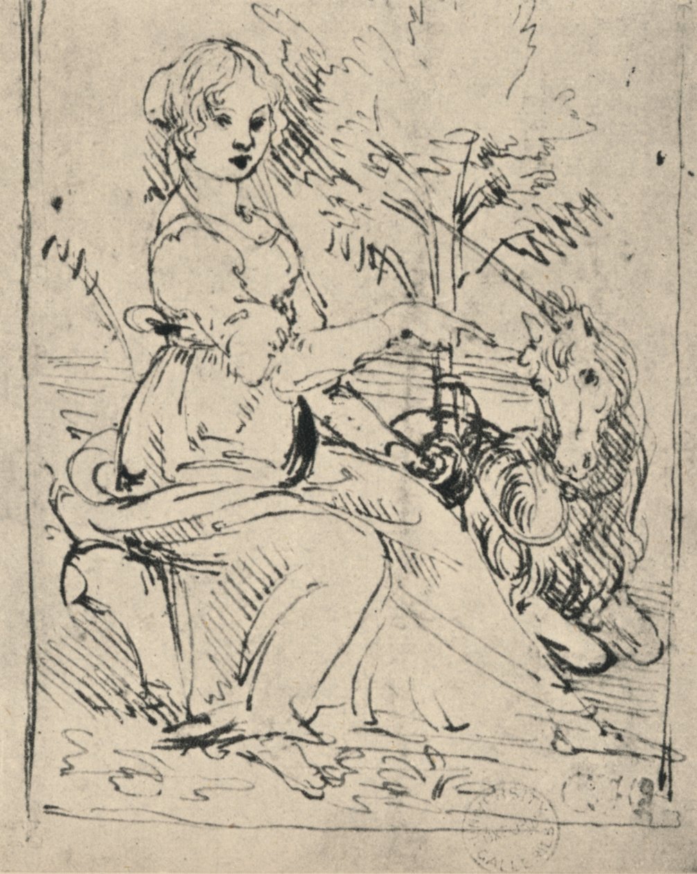 Leány egyszarvúval, c1478-1480 1945 alkotó: Leonardo da Vinci