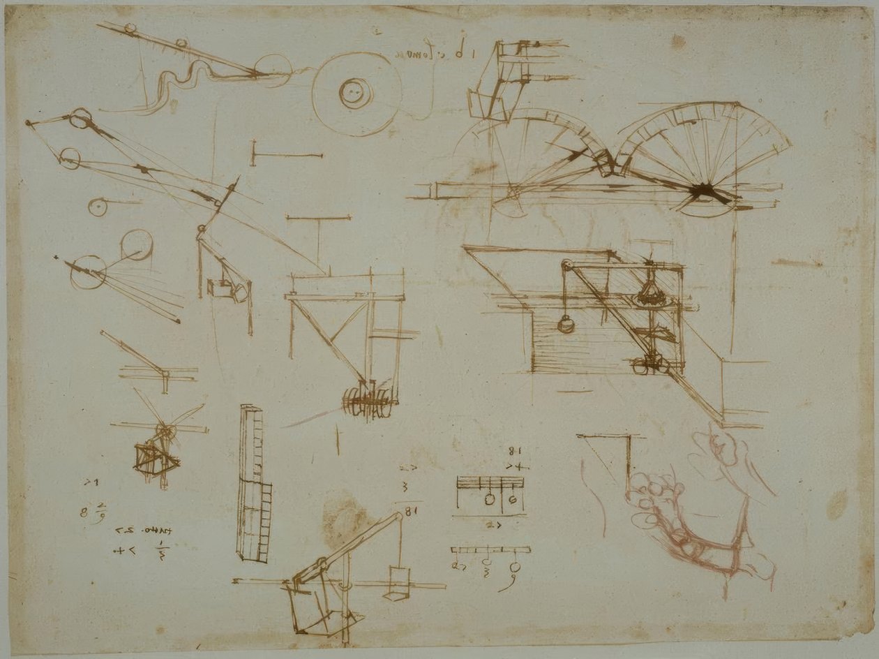 Mechanikai tanulmányok alkotó: Leonardo da Vinci