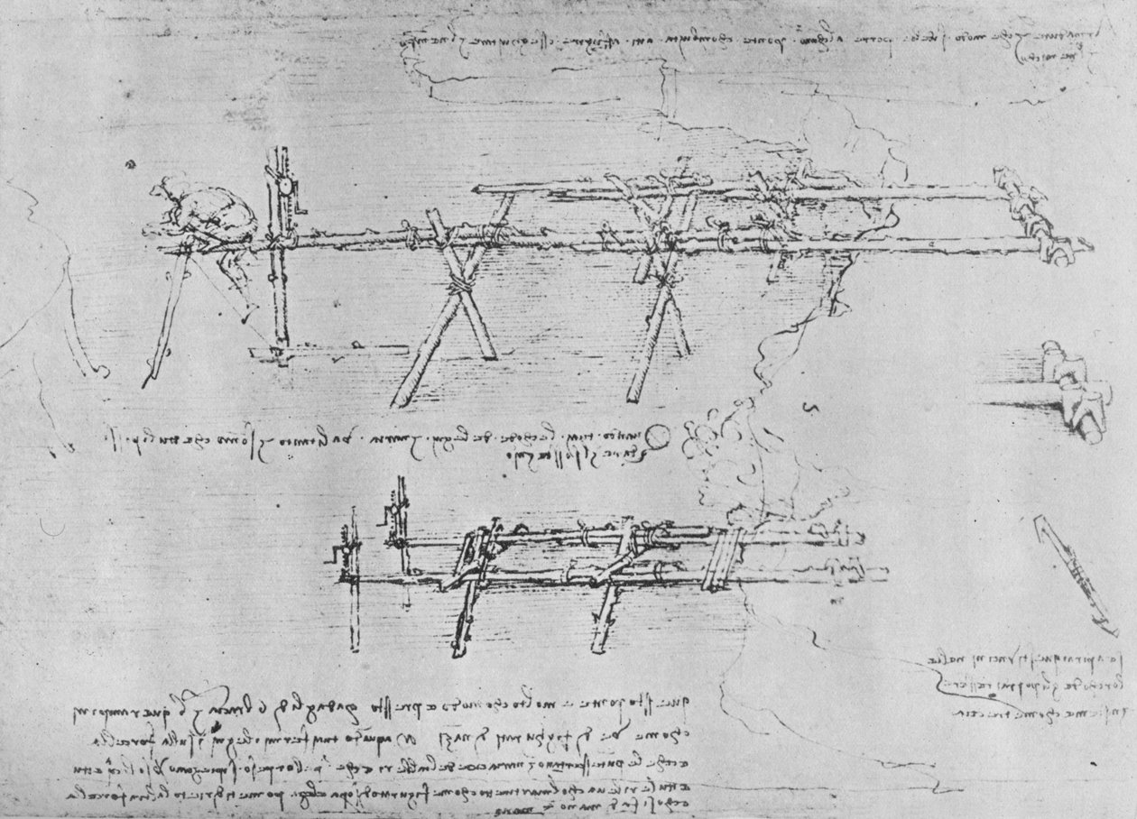 Torkos híd építésének módja, c1480 1945 alkotó: Leonardo da Vinci