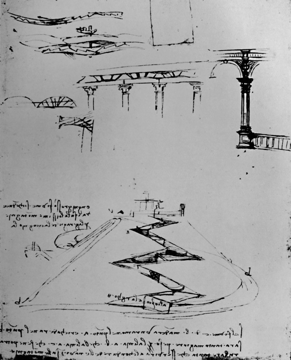 A Canal Ascending Hill terve zsilipek segítségével, 1928 alkotó: Leonardo da Vinci