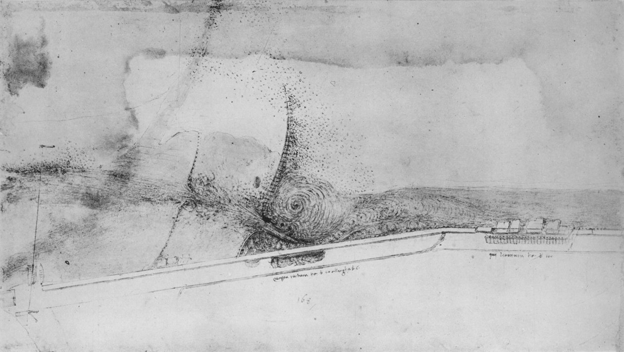 Az Arno elterelésére szolgáló töltés terve, c1480 1945 alkotó: Leonardo da Vinci