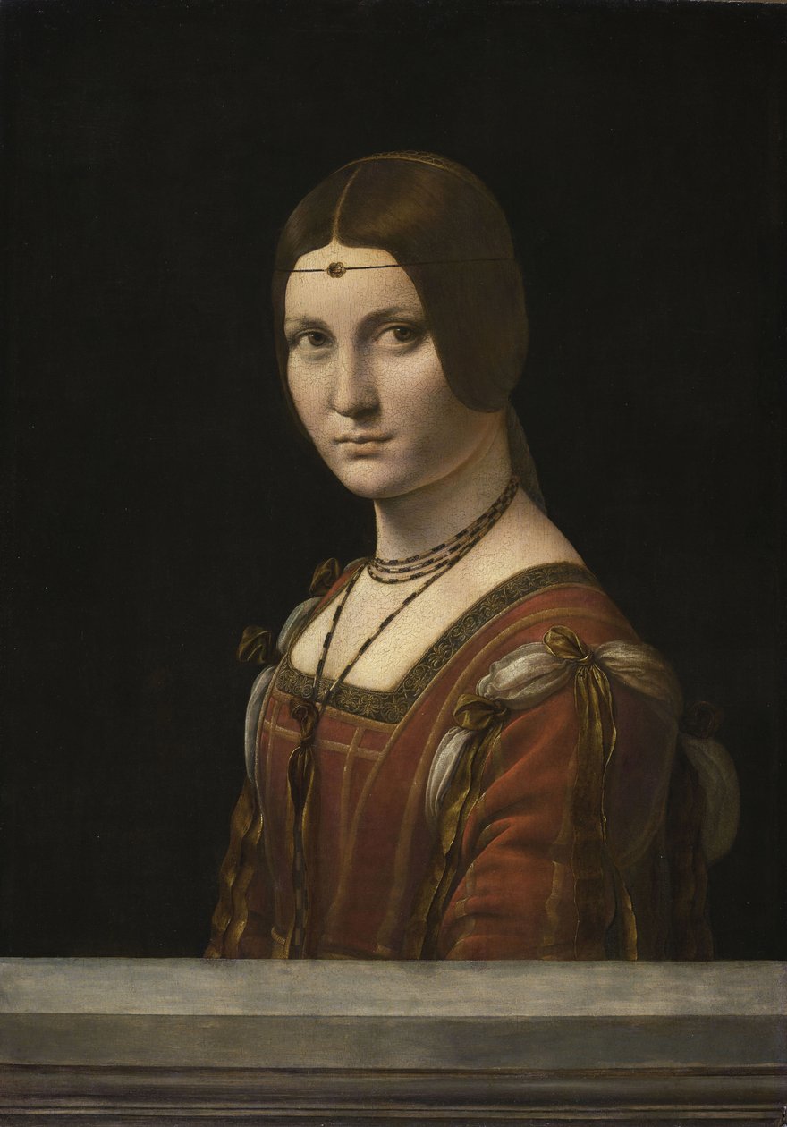 Egy ismeretlen nő portréja, La Belle Ferronnière, 1490-1496. alkotó: Leonardo da Vinci