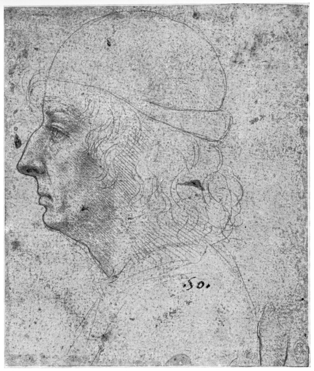 Portré tanulmány egy férfiról, 15. század 1954. alkotó: Leonardo da Vinci