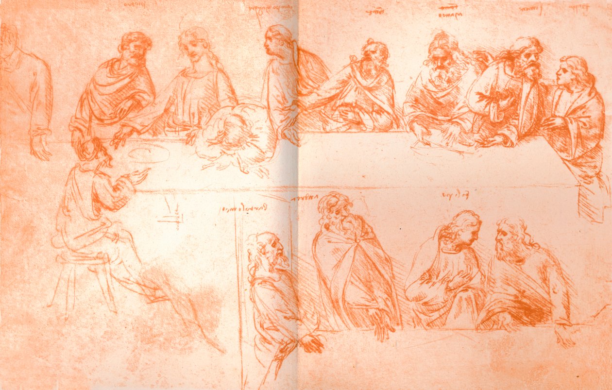 Előkészítő vázlat az "Utolsó vacsora" festéséhez, c1494-c1499 1883 alkotó: Leonardo da Vinci