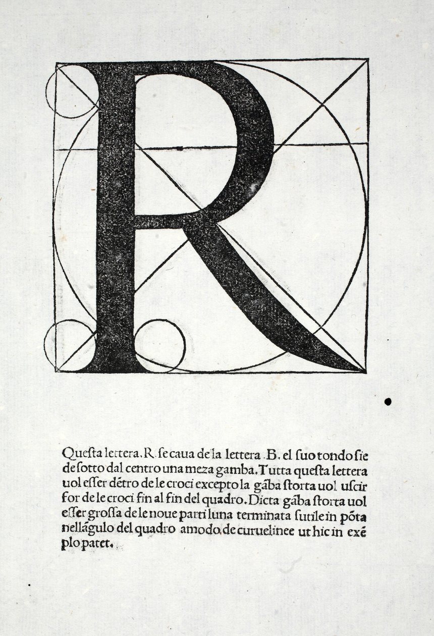 R, illusztráció Luca Pacioli (1445-1517 körül) "Divina Proportione" című művéből, eredetileg kiadva. Velence, 1509 alkotó: Leonardo da Vinci