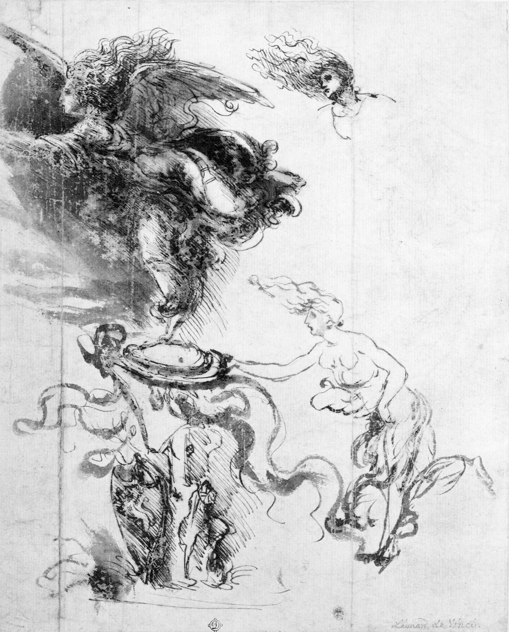 Egy angyal sziluettje (toll és tinta papíron) alkotó: Leonardo da Vinci