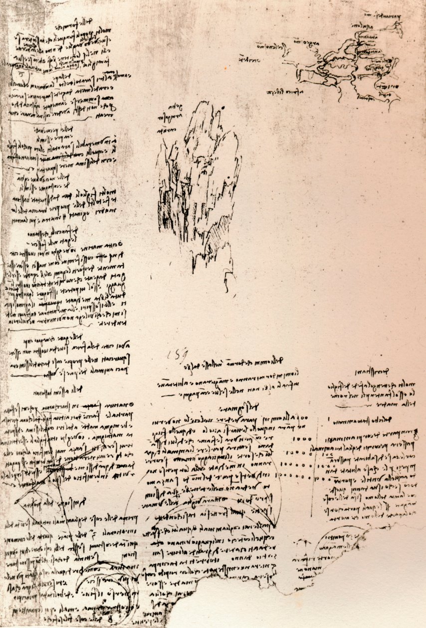 Vázlat egy örményországi csúcsról és Örményország térképvázlata, c1472-c1519 1883 alkotó: Leonardo da Vinci