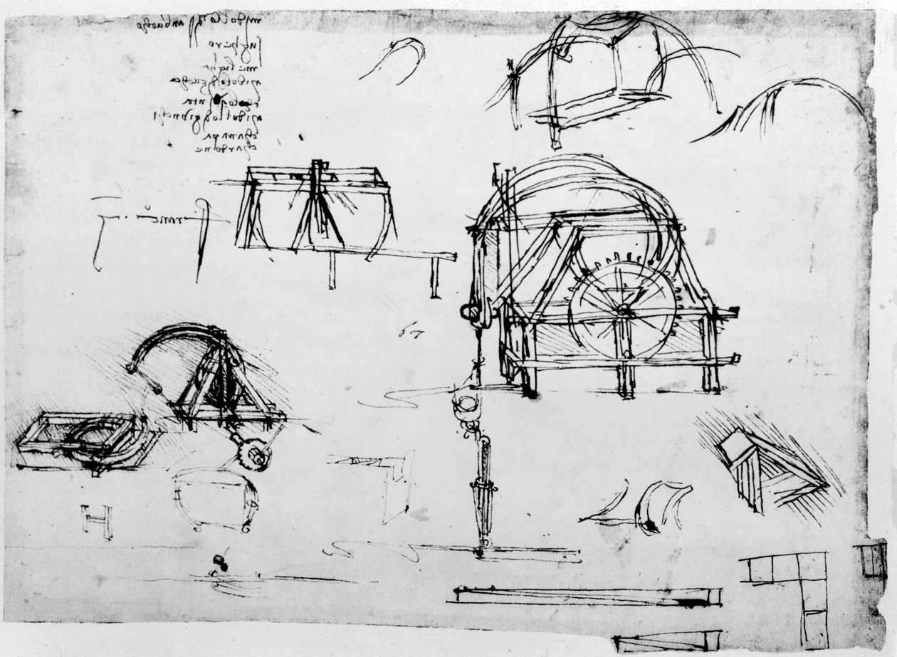 Leonardo da Vinci által tervezett örökmozgó eszköz vázlata, c1472-1519 alkotó: Leonardo da Vinci