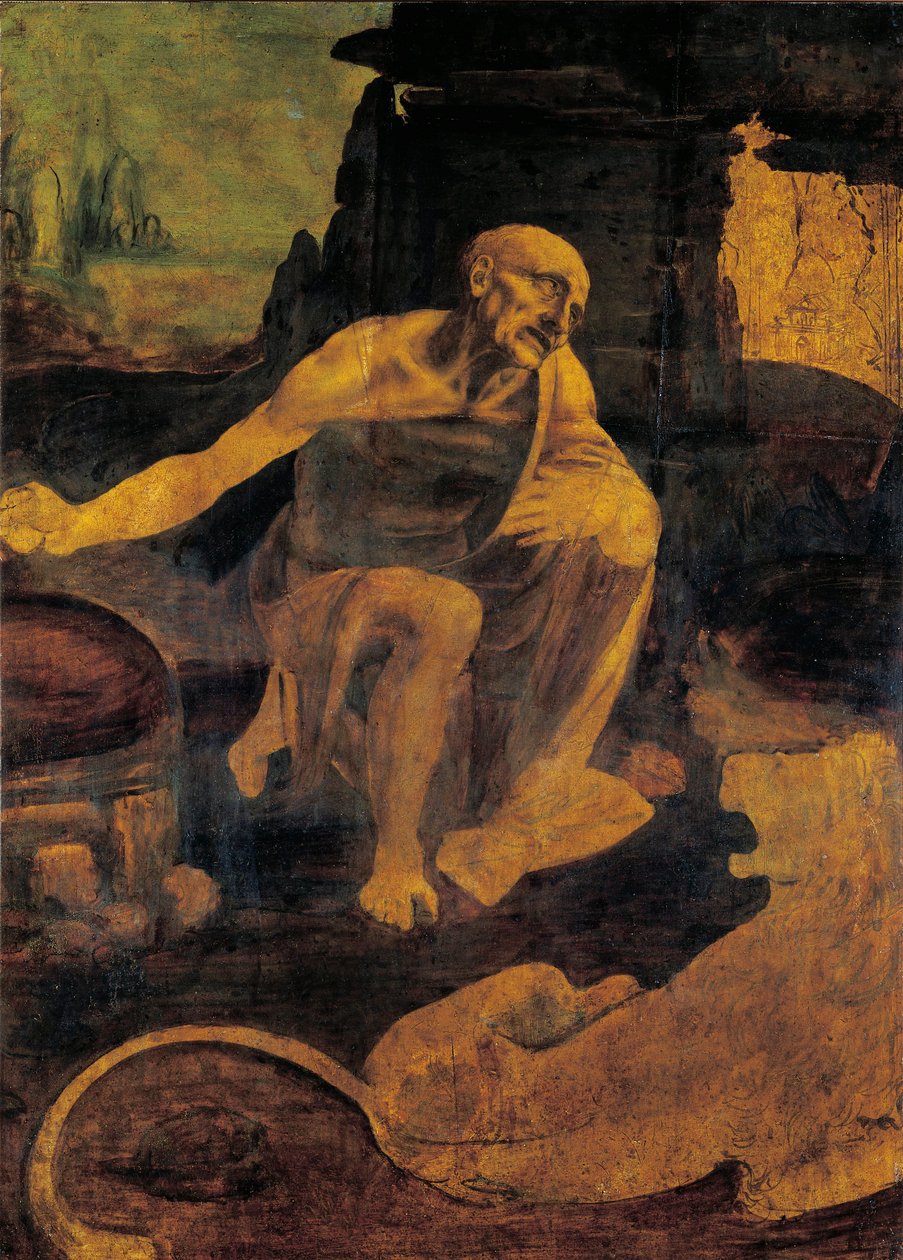 Szent Jeromos, 1480-82 körül (olaj és tempera dión) alkotó: Leonardo da Vinci