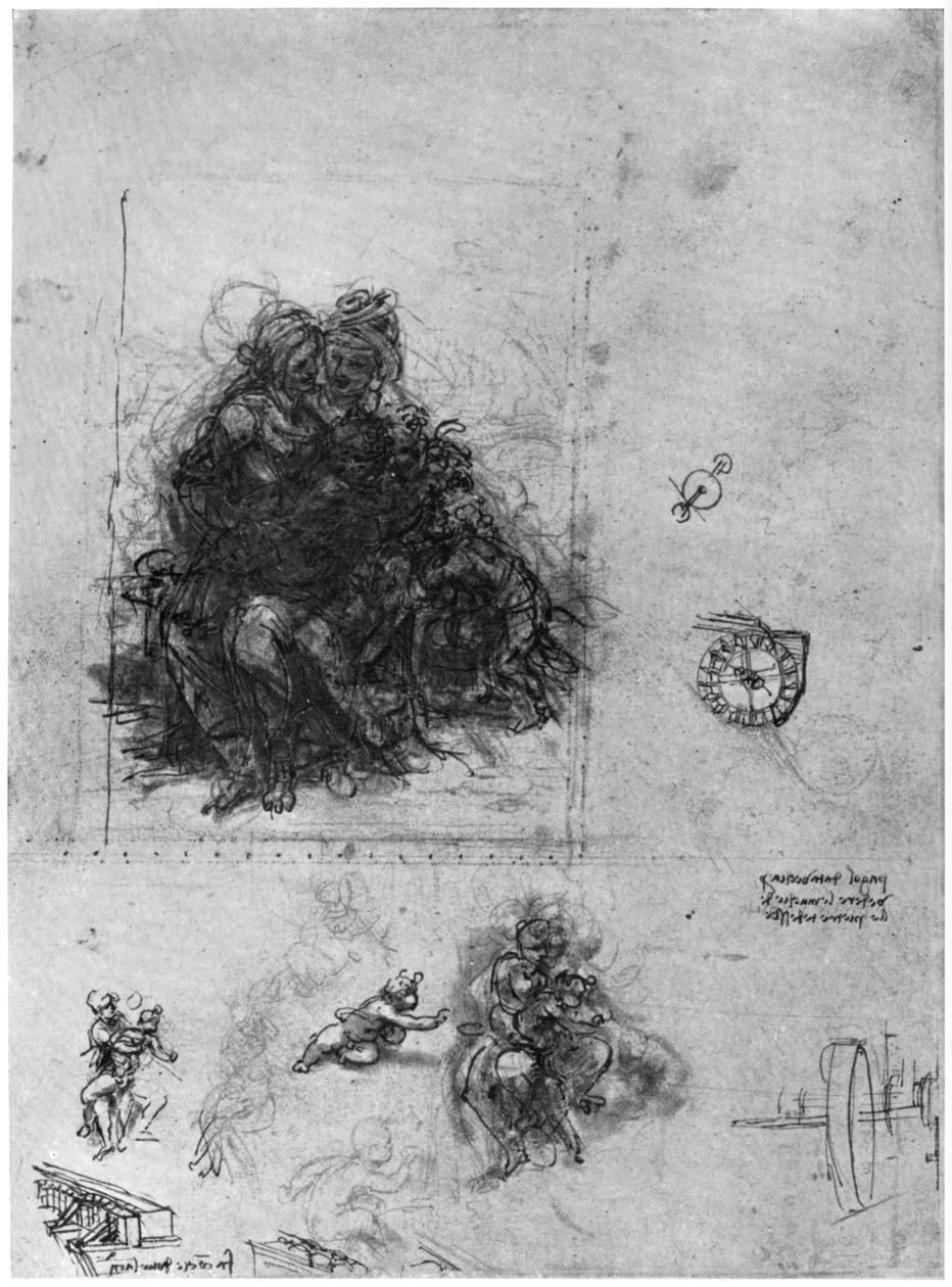 Tanulmányok a Szűznek és a Gyermeknek Szent Annával és Keresztelő Jánossal, 1503, 1954. alkotó: Leonardo da Vinci