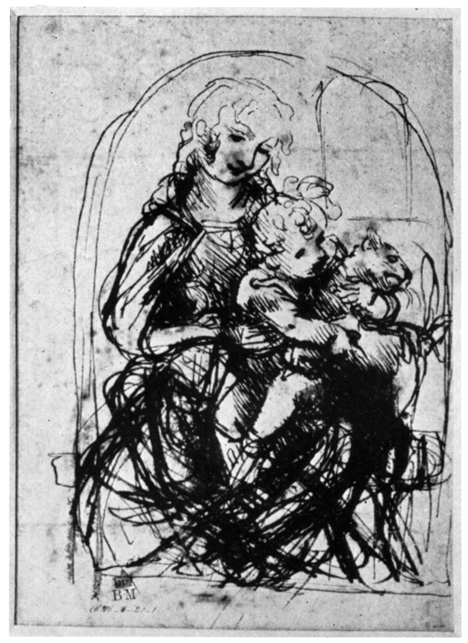 Tanulmányok egy Madonna Del Gatto számára, 15. század, 1930. alkotó: Leonardo da Vinci