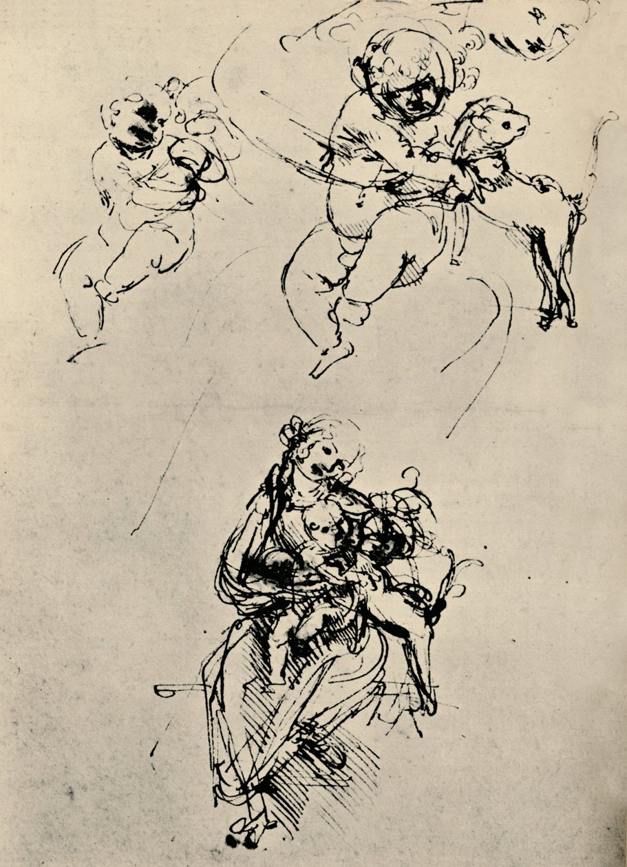 Tanulmányok egy madonnának és egy macskás gyereknek, 1478-1480, 1945 alkotó: Leonardo da Vinci