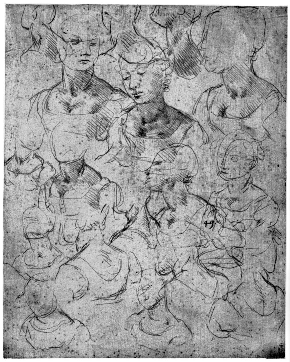 Tanulmányok egy félhosszú női alakhoz, 15. század 1954 alkotó: Leonardo da Vinci