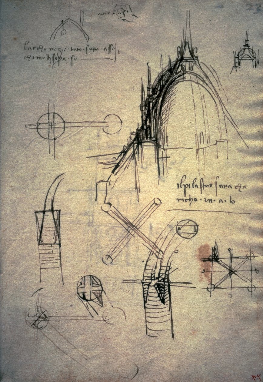 Tanulmányok a katedrális lámpásához, Codex Trivulzianus alkotó: Leonardo da Vinci
