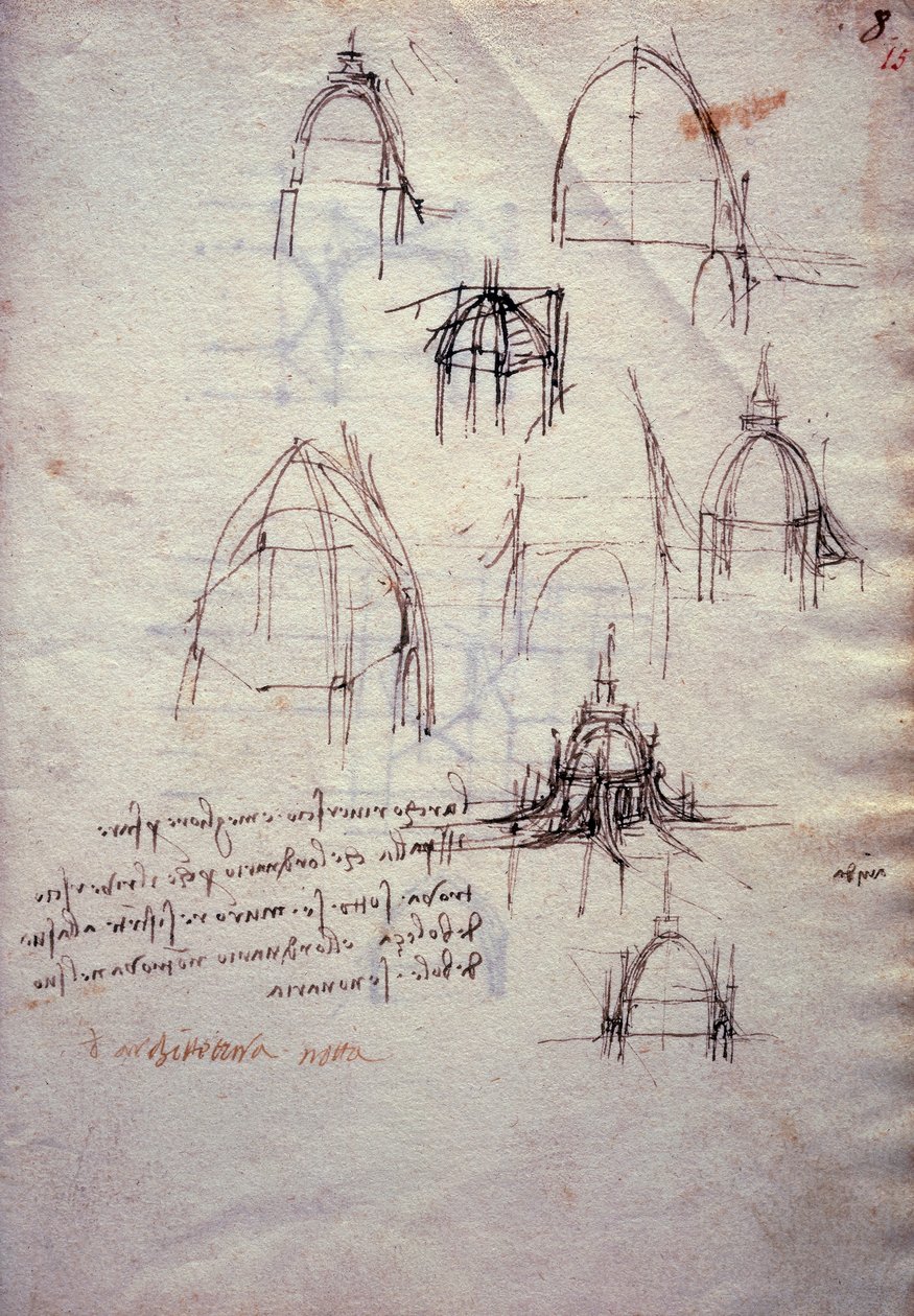 Tanulmányok a katedrális lámpásához, a Codex Trivulzianusból alkotó: Leonardo da Vinci