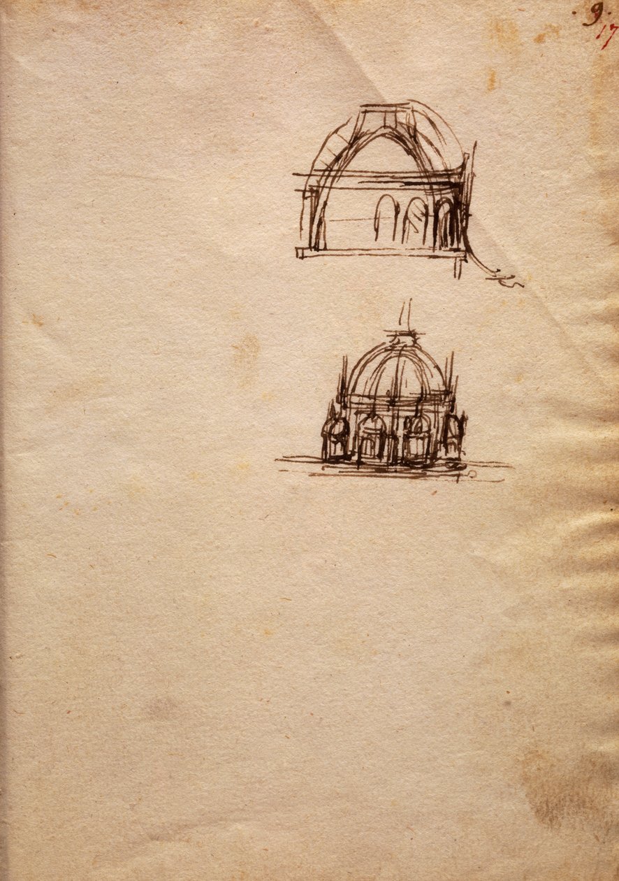 Tanulmányok a katedrális lámpásához, a Codex Trivulzianusból alkotó: Leonardo da Vinci