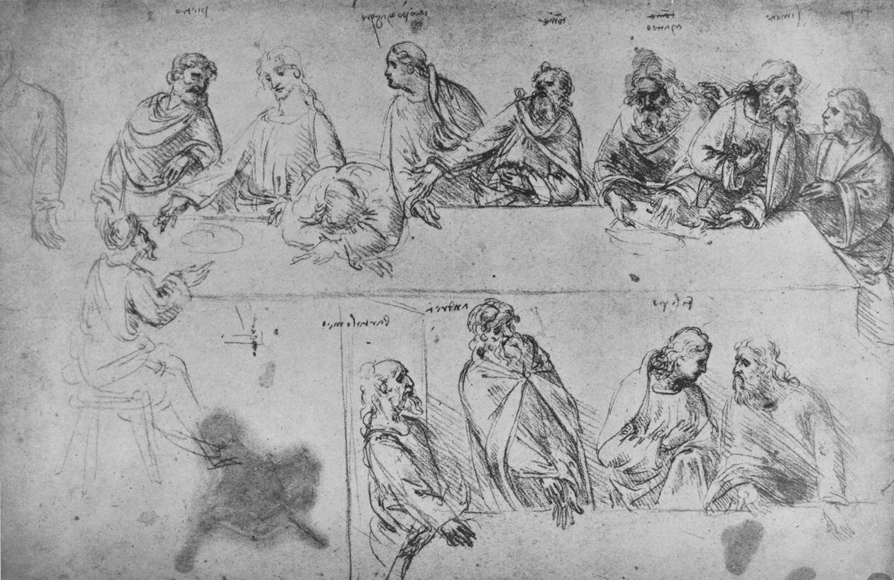 Tanulmányok az utolsó vacsorához, c1480 1945 alkotó: Leonardo da Vinci