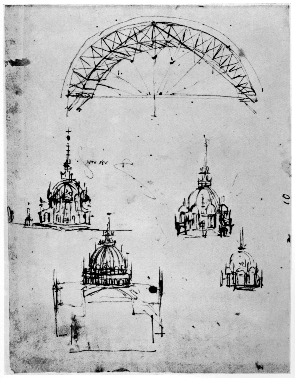 Tanulmányok a milánói dóm központi kupolájához, 15. század vége, 1954. alkotó: Leonardo da Vinci