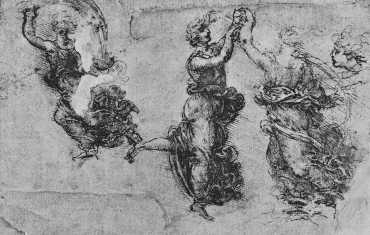 Tanulmányok táncoló nimfákról, c1480, 1945 alkotó: Leonardo da Vinci