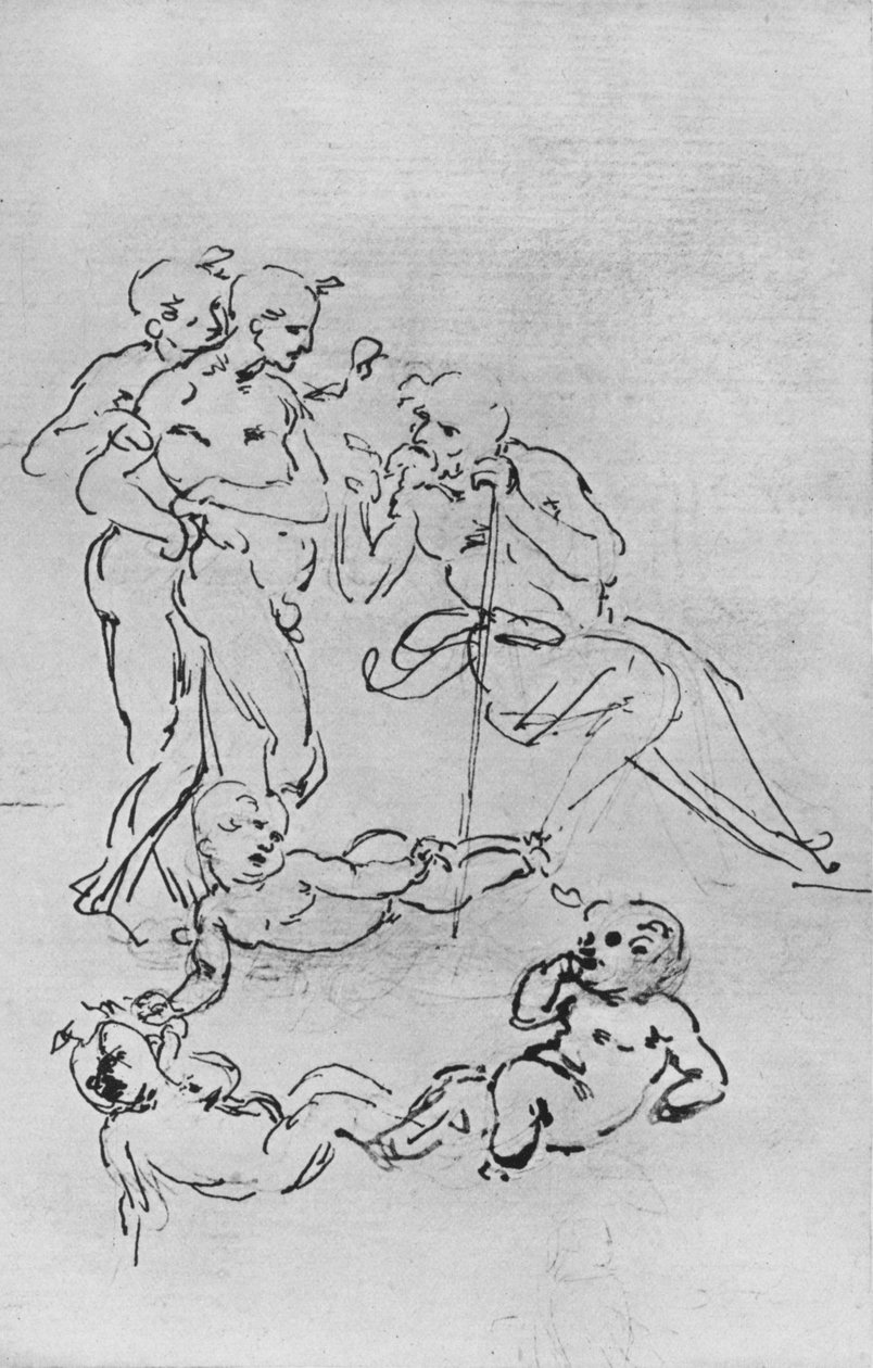 Studies of Figures and Putti for a Adoration, c1481 1945 alkotó: Leonardo da Vinci