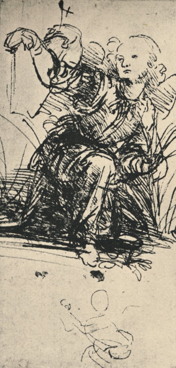 Tanulmányok egy térdelő angyalról, c1467-1519, 1945 alkotó: Leonardo da Vinci