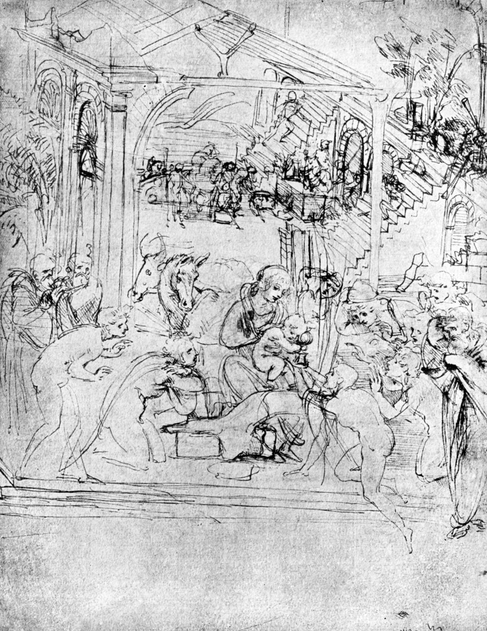 Tanulmány a Mágusok imádatához, 15. század, 1930. alkotó: Leonardo da Vinci