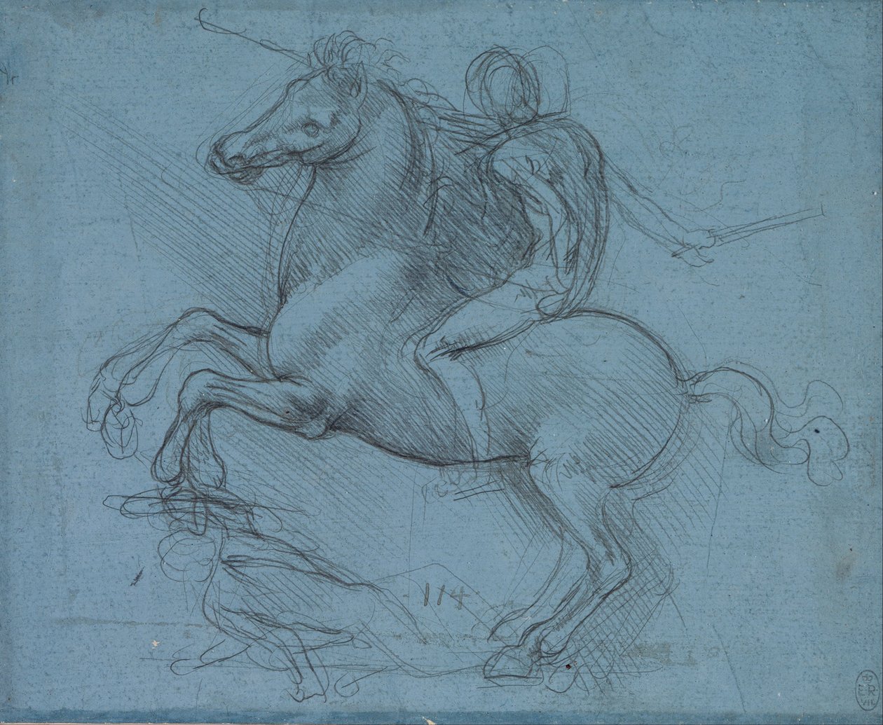 Tanulmány egy lovas emlékműhöz (recto) alkotó: Leonardo da Vinci