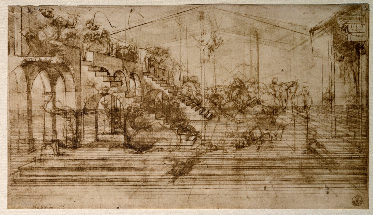Tanulmány a mágusok imádásához (ceruzarajz alkotó: Leonardo da Vinci