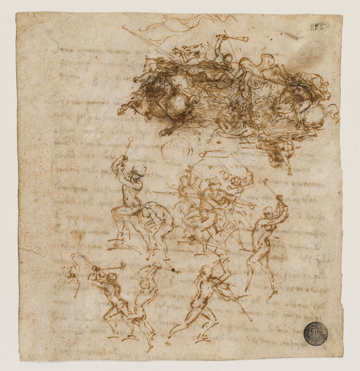 Tanulmány az anghiari csatához, kb. 1503-1504. alkotó: Leonardo da Vinci