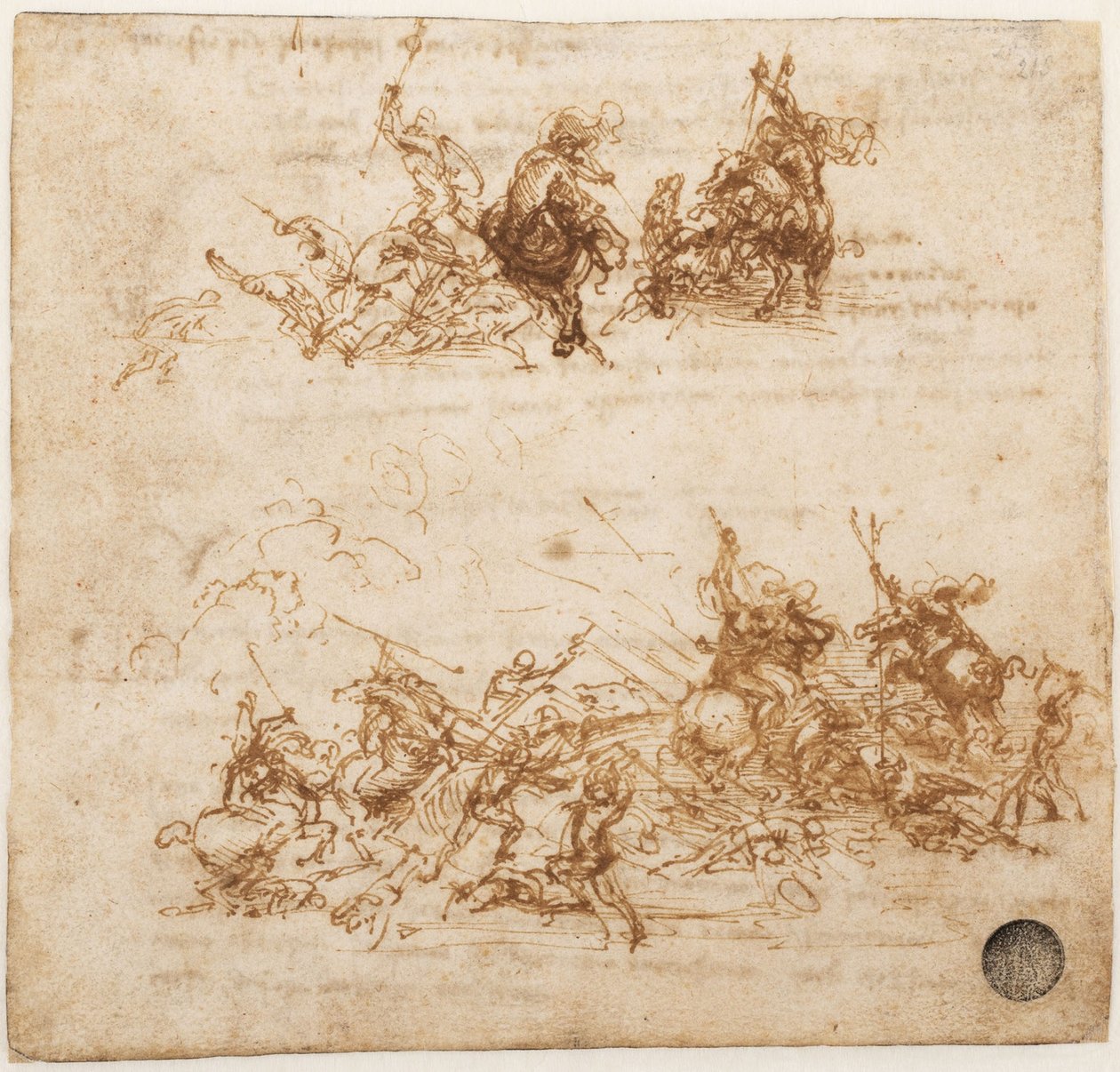 Tanulmány az anghiari csatához, kb. 1503-1504. alkotó: Leonardo da Vinci